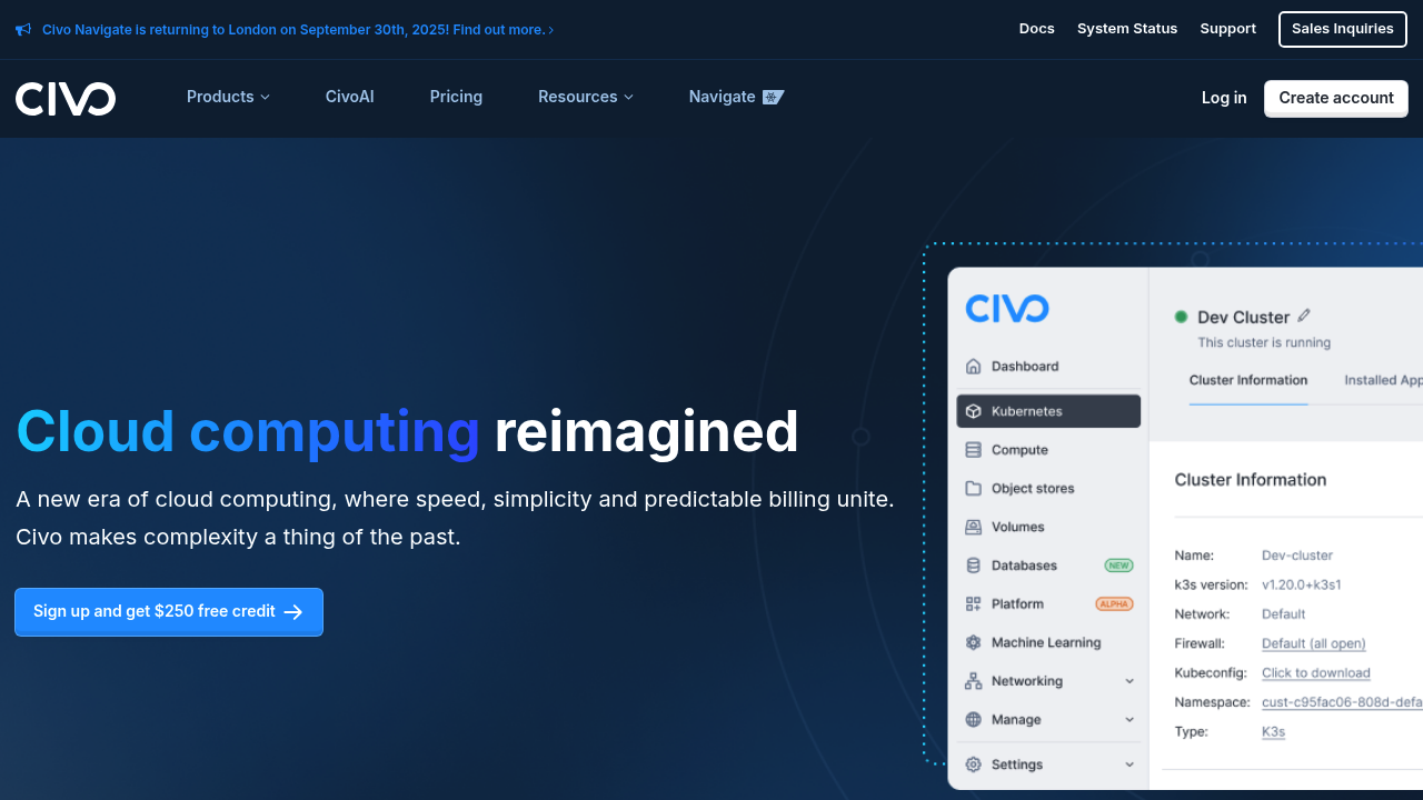 A screenshot of Civo
