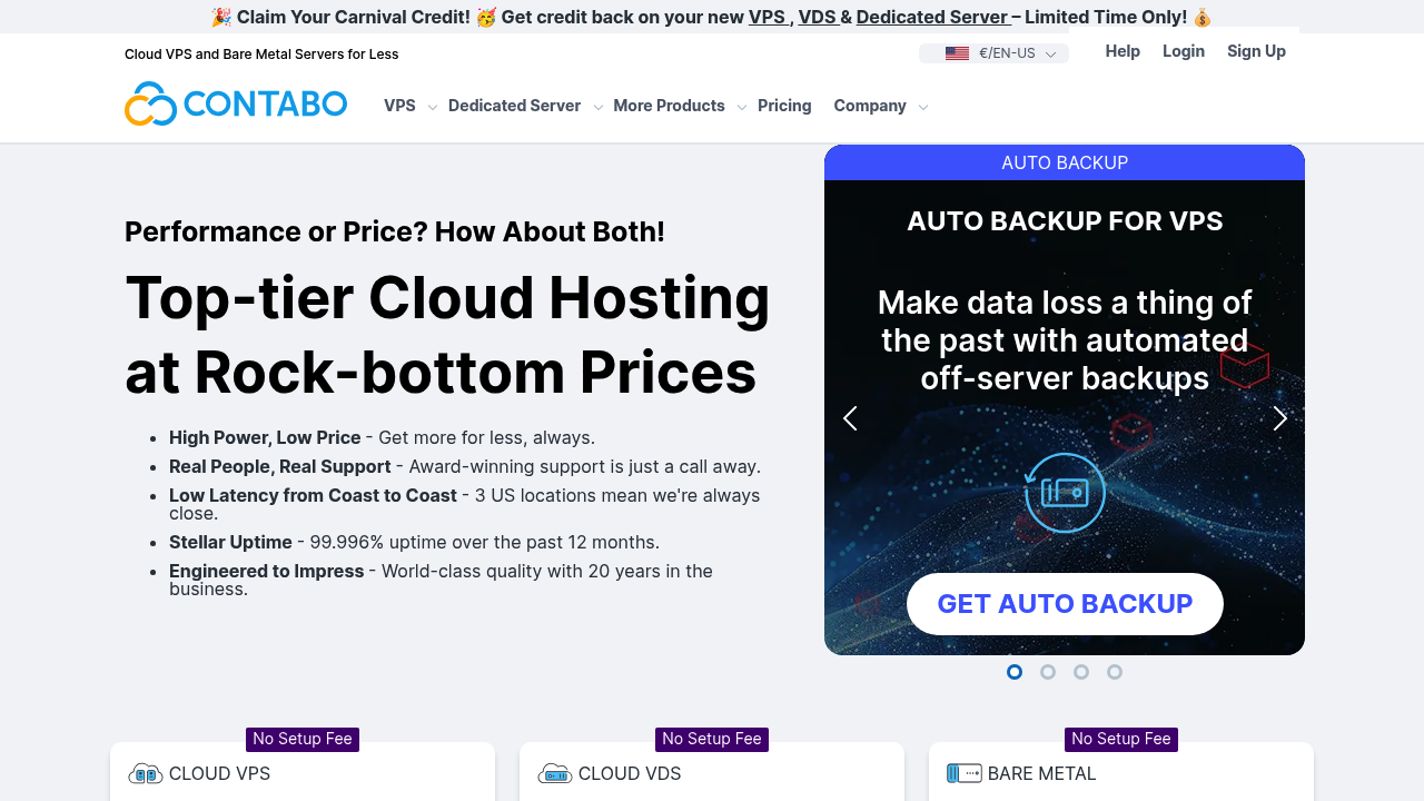 A screenshot of Contabo