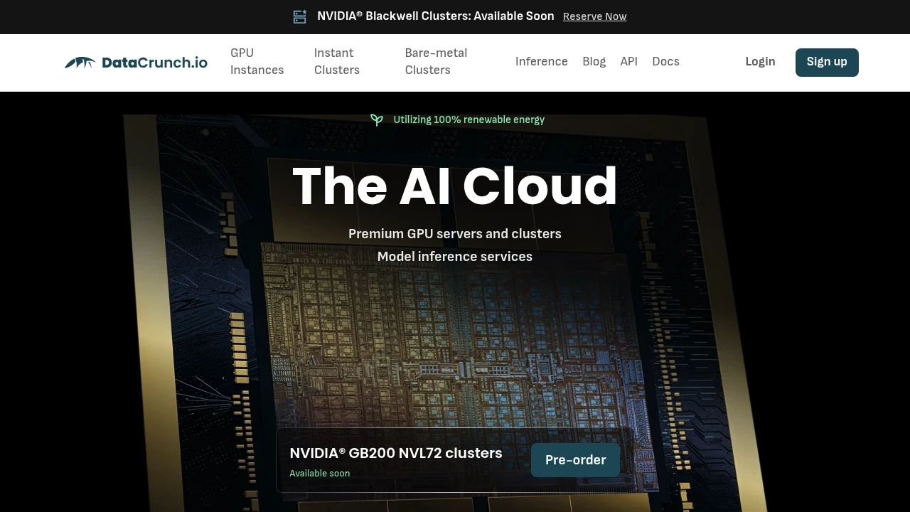 A screenshot of DataCrunch