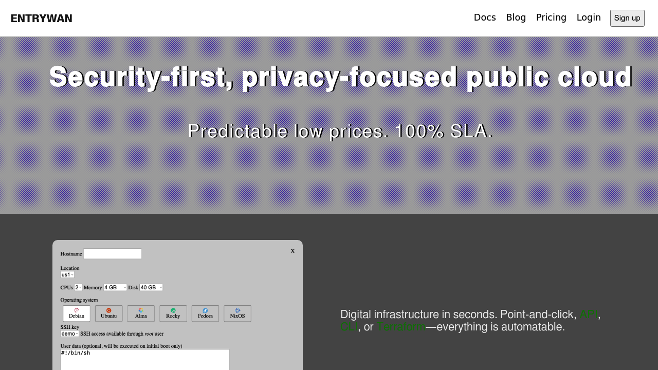 A screenshot of Entrywan