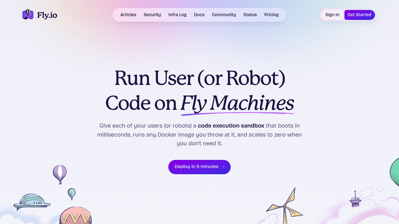 A screenshot of Fly.io