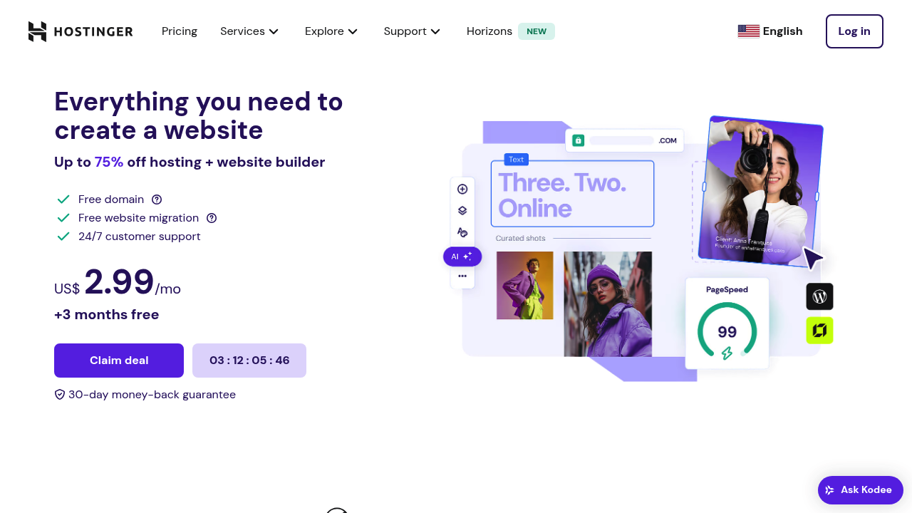 A screenshot of Hostinger