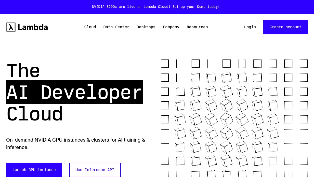 A screenshot of Lambda Labs