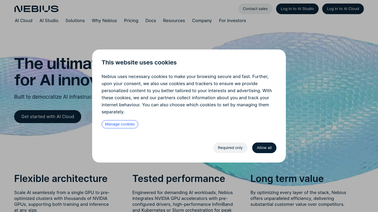 A screenshot of Nebius