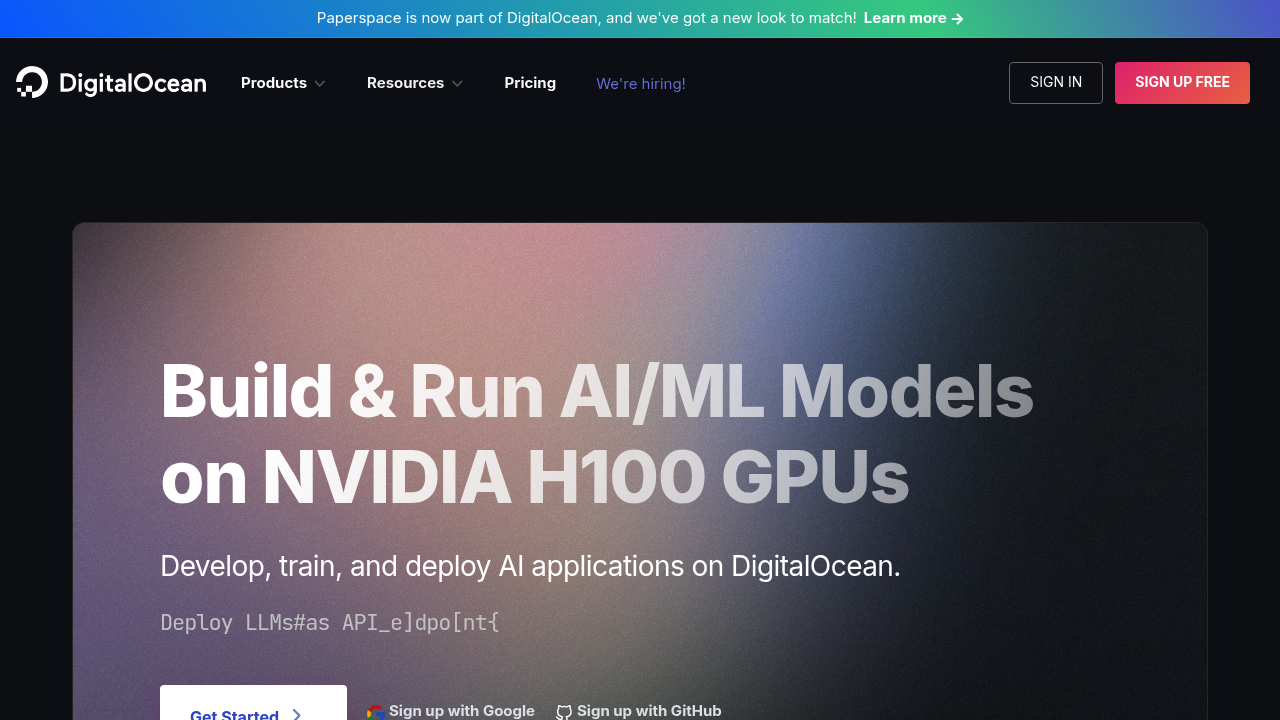 A screenshot of Paperspace