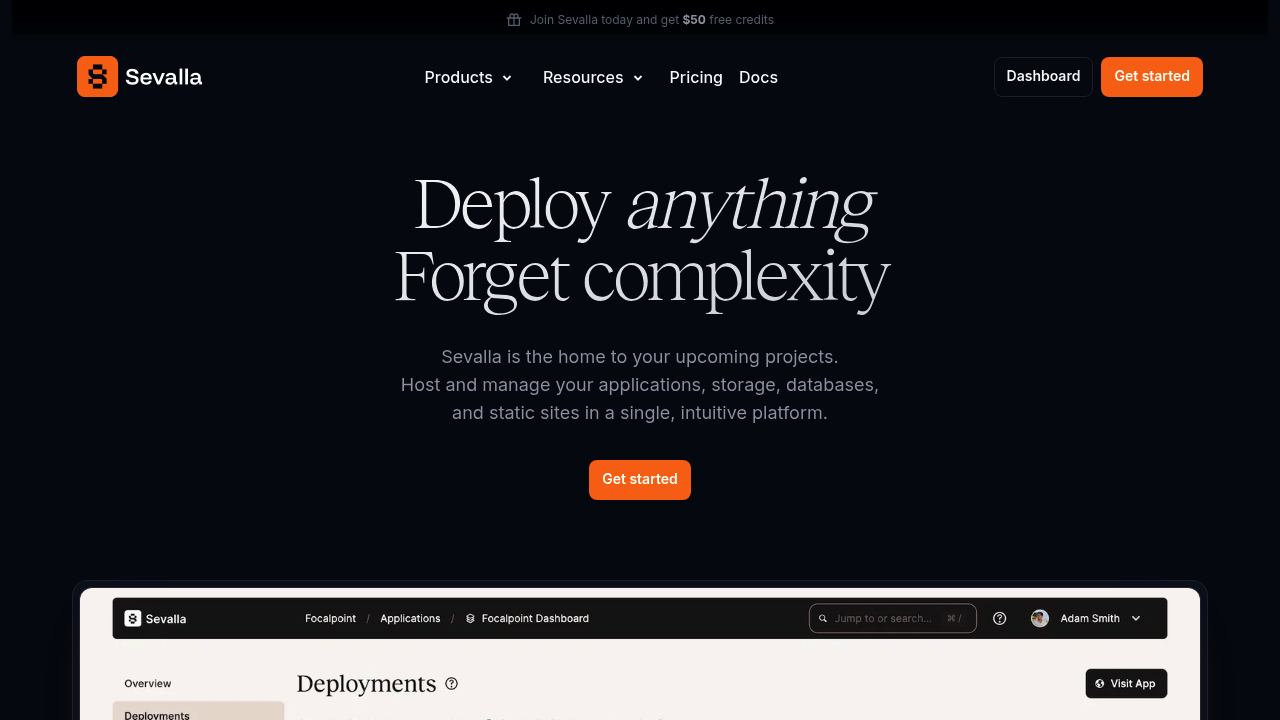 A screenshot of Sevalla