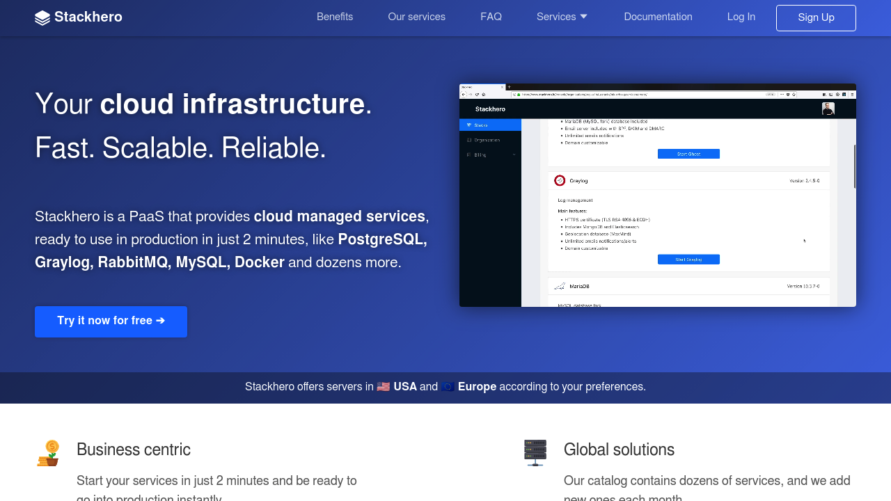 A screenshot of Stackhero